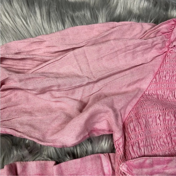 Free People String Of Hearts Maxi Dress Smocked Buttondown Cutout Pink - Picture 11 of 15